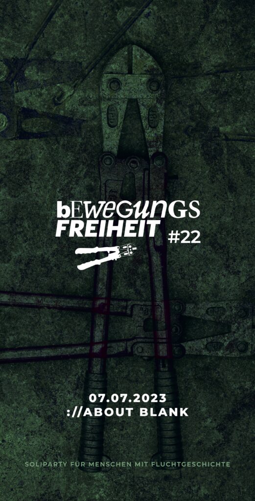 bewegungsfreiheit 22 im about blank - vorderseite des flyers